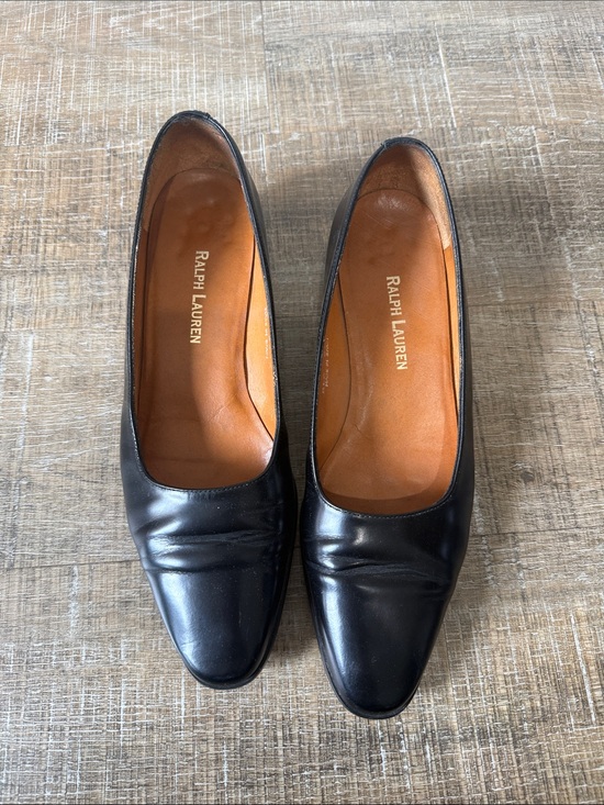Ralph Lauren Shoes - Ralph Lauren Black Leather Block Heel Flats Vintage Size 6.5